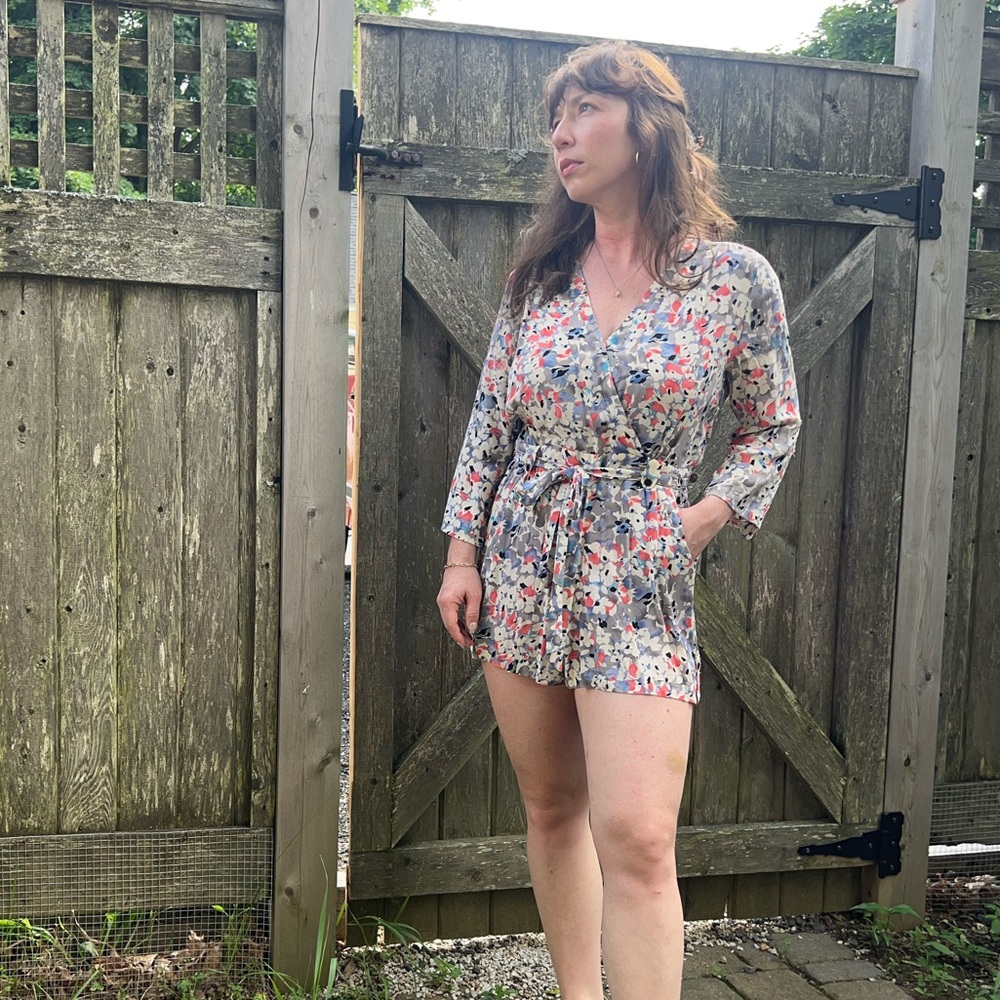 Yumi Kim silk romper with shorts, size Medium